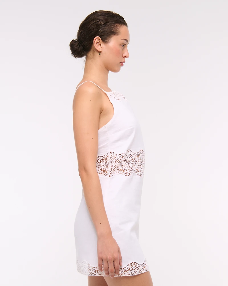 Apron Lace-Trim Mini Dress