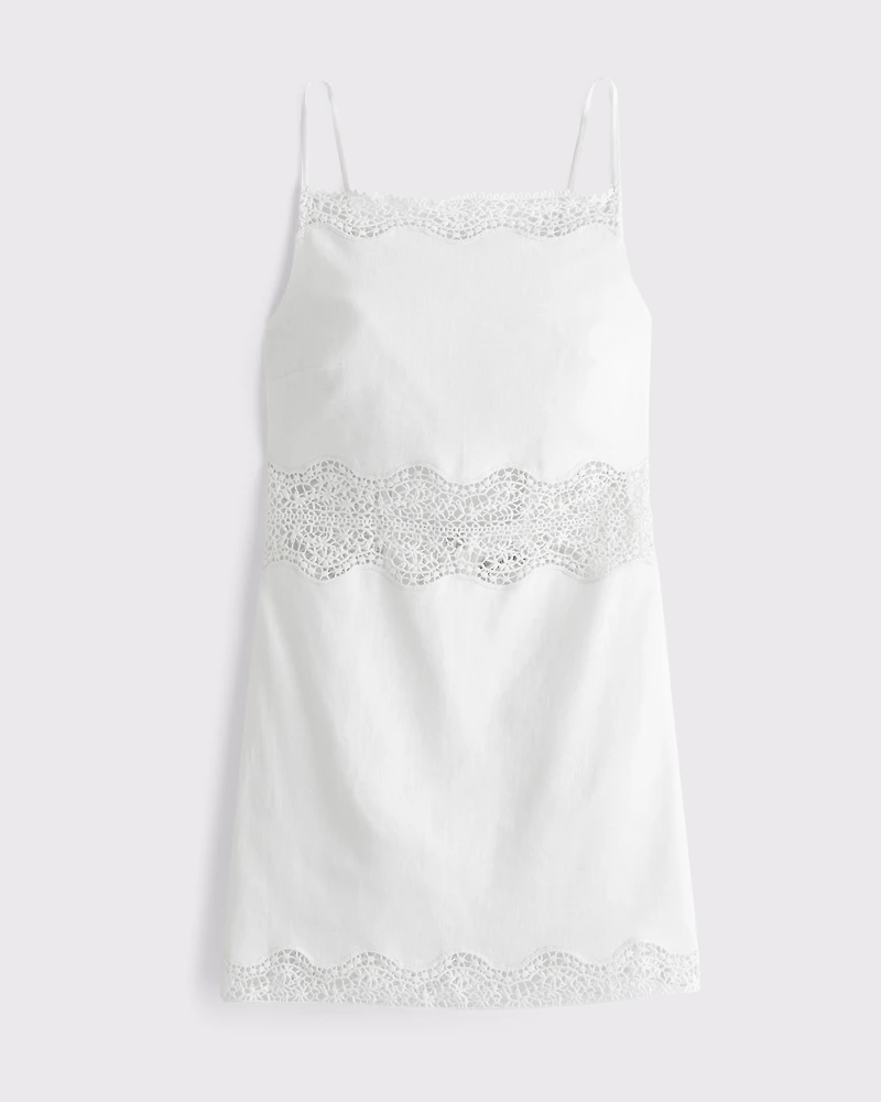 Apron Lace-Trim Mini Dress