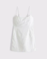 Scoopneck Linen-Blend Micro Skort