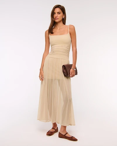 Bra-Free Flowy Sheer Maxi Dress