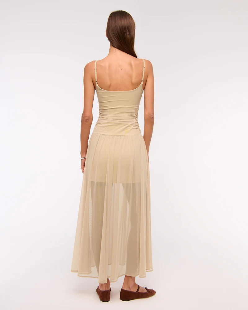 Bra-Free Flowy Sheer Maxi Dress