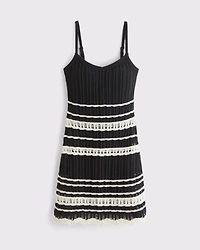 Crochet-Style V-Neck Mini Dress