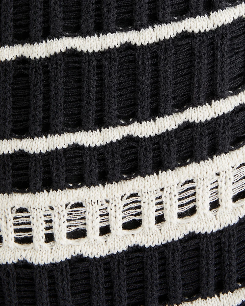 Crochet-Style V-Neck Mini Dress