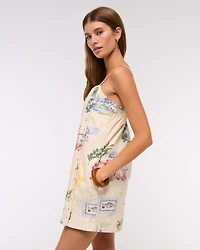 Linen-Blend Button Skort