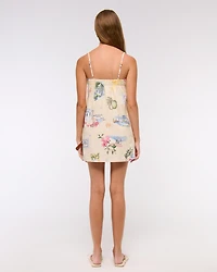 Linen-Blend Button Skort