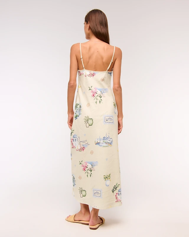 Abercrombie & Fitch Linen-Blend Squareneck Column Midi Dress | MainPlace  Mall