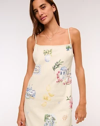 The A&F Julia Slip Linen-Blend Midi Dress