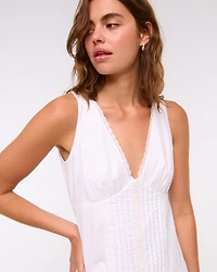 V-Neck Lace-Trim Mini Dress