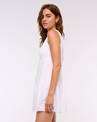 V-Neck Lace-Trim Mini Dress