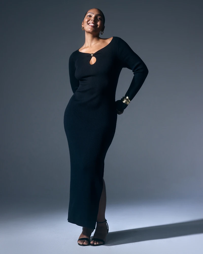 Hardware Keyhole Maxi Sweater Dress