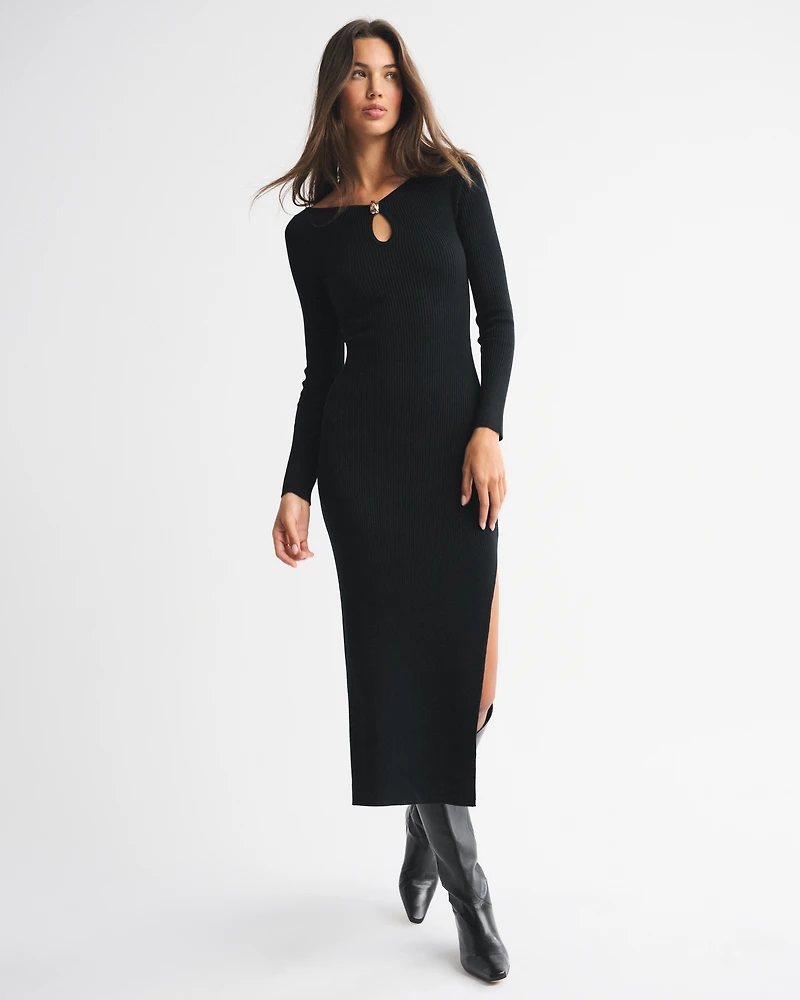 Hardware Keyhole Maxi Sweater Dress