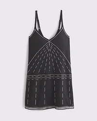 V-Neck Beaded Mini Dress