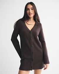 Long-Sleeve Cardigan Mini Sweater Dress