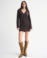 Long-Sleeve Cardigan Mini Sweater Dress