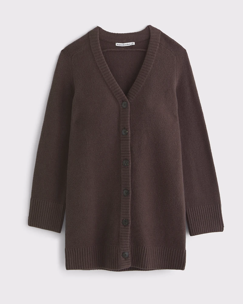 Long-Sleeve Cardigan Mini Sweater Dress