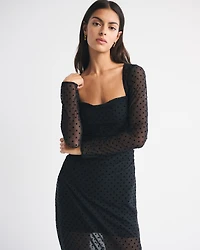 Bra-Free Long-Sleeve Mesh Maxi Dress