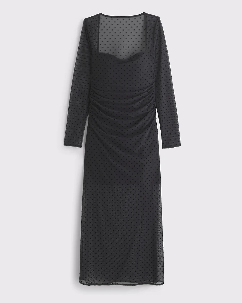 Bra-Free Long-Sleeve Mesh Maxi Dress