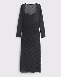 Bra-Free Long-Sleeve Mesh Maxi Dress
