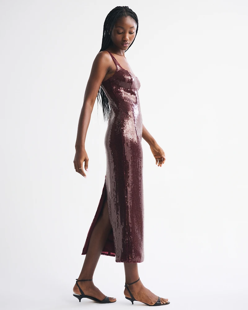 Corset Sequin Midi Dress