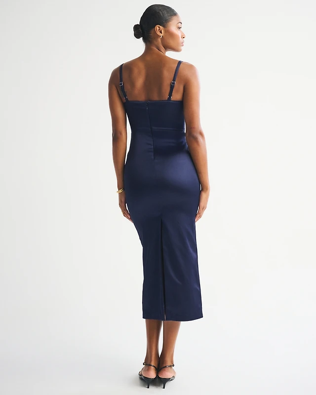 lace dress 14 Black Unique Beaded Satin Dress With Lace-Up Back And Leg Slit