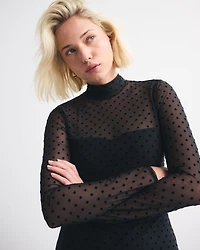 Bra-Free Open-Back Mockneck Mini Dress