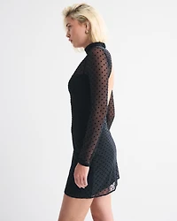 Bra-Free Open-Back Mockneck Mini Dress