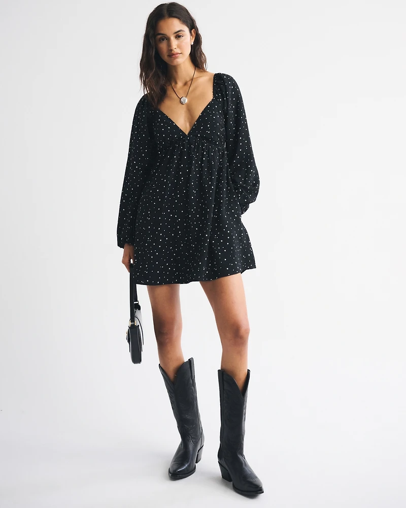 Bra-Free Clasp-Back Flowy Mini Dress