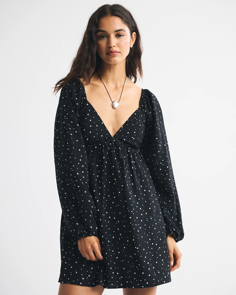 Bra-Free Clasp-Back Flowy Mini Dress