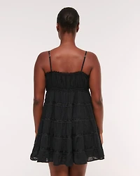 Lace Tie-Front Mini Dress