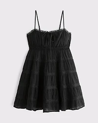 Lace Tie-Front Mini Dress