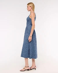 High-Neck Drop-Waist Midi Dress