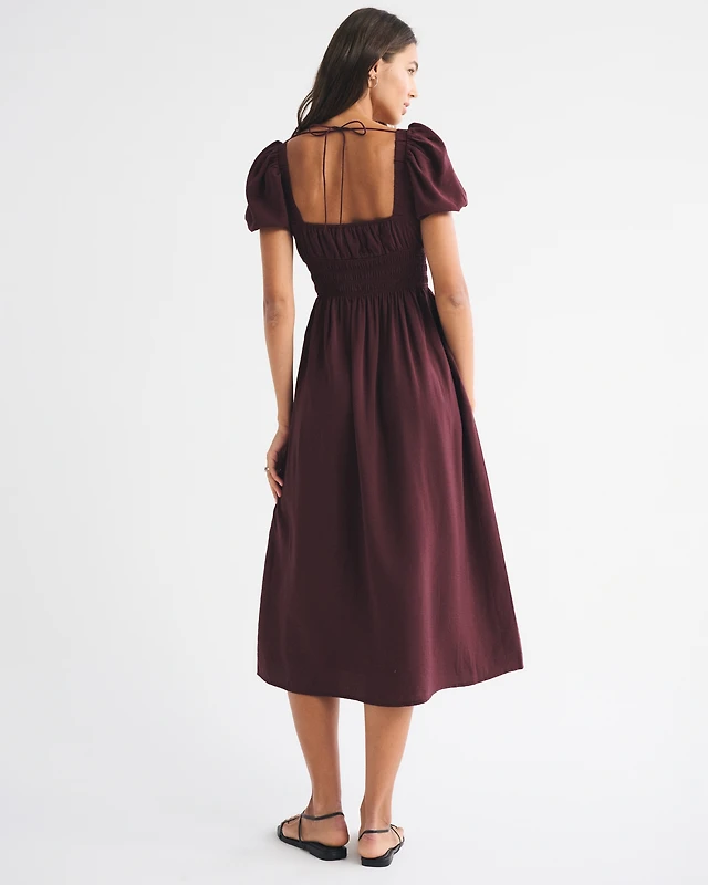 puff sleeve corset midi dress abercrombie Rent Abercrombie & Fitch Blue Dress UK 8