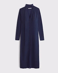 Scarf Duster Midi Sweater Dress