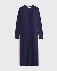 Scarf Duster Midi Sweater Dress