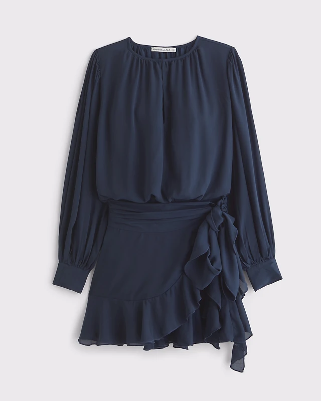 Abercrombie & Fitch Long-Sleeve Wrap Micro Mini Dress | MainPlace Mall