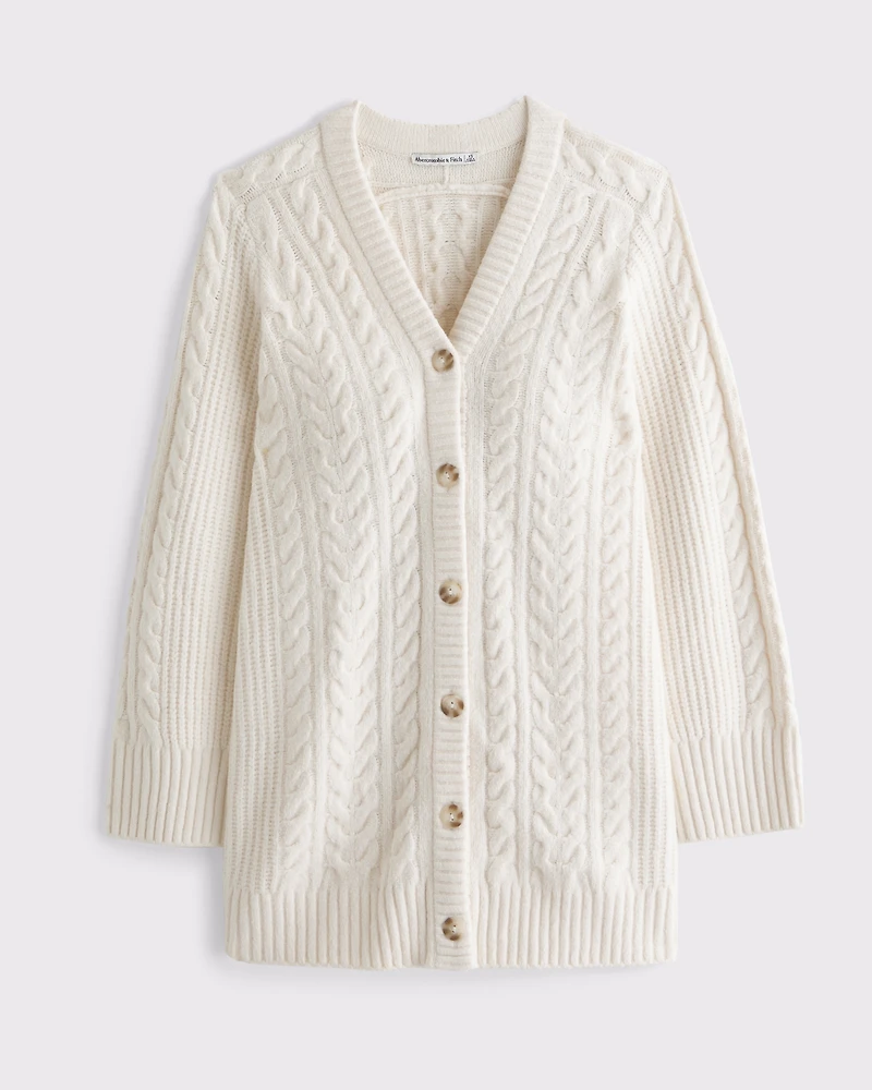 Long-Sleeve Cardigan Mini Sweater Dress