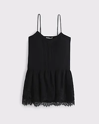 V-Neck Lace Ruffle Mini Dress