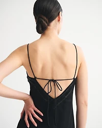 Tie-Back Beaded Slip Midi Dress