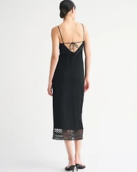 Tie-Back Beaded Slip Midi Dress