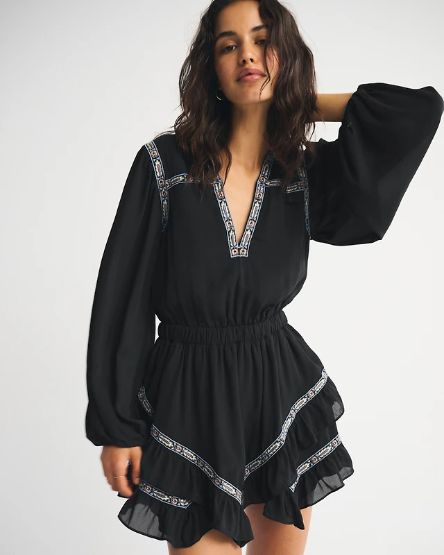 Abercrombie & Fitch Long-Sleeve Easy Waist Ruffle Mini Dress | MainPlace Mall Abercrombie & Fitch Long-Sleeve Easy Waist Ruffle Mini Dress | MainPlace Mall