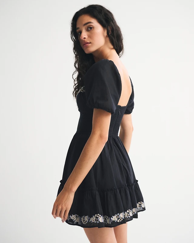 Abercrombie & Fitch Puff Sleeve Tie-Front Mini Dress | MainPlace Mall