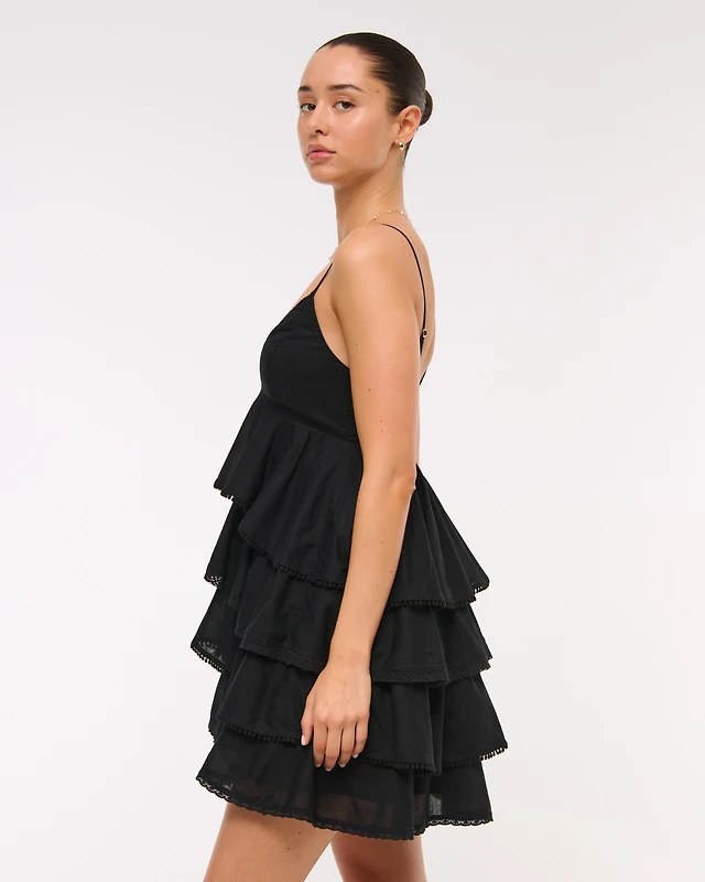 Abercrombie & Fitch V-Neck Ruffle Tiered Mini Dress | MainPlace Mall