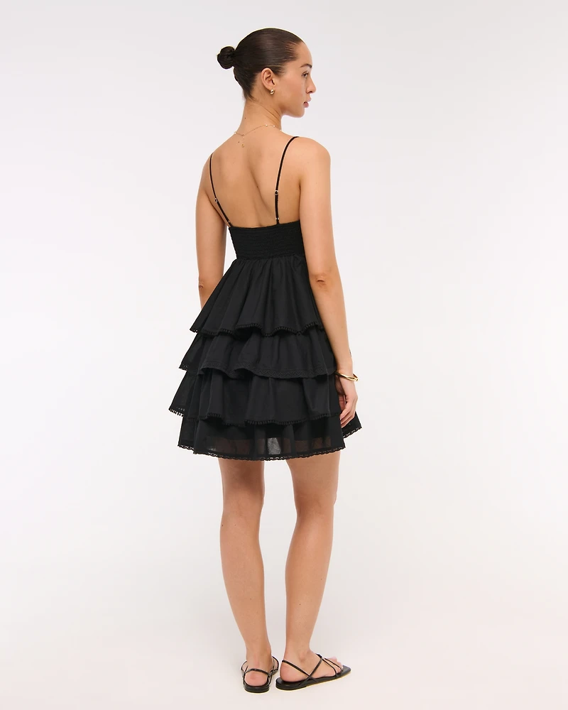 V-Neck Ruffle Tiered Mini Dress
