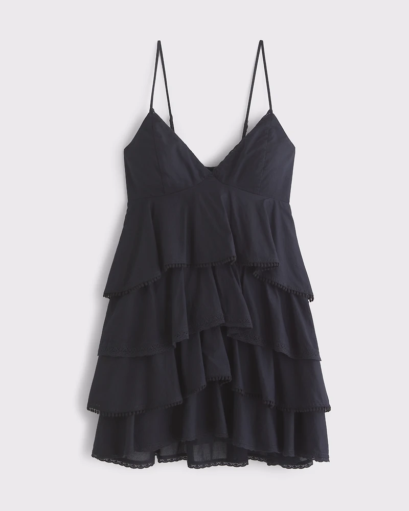 V-Neck Ruffle Tiered Mini Dress