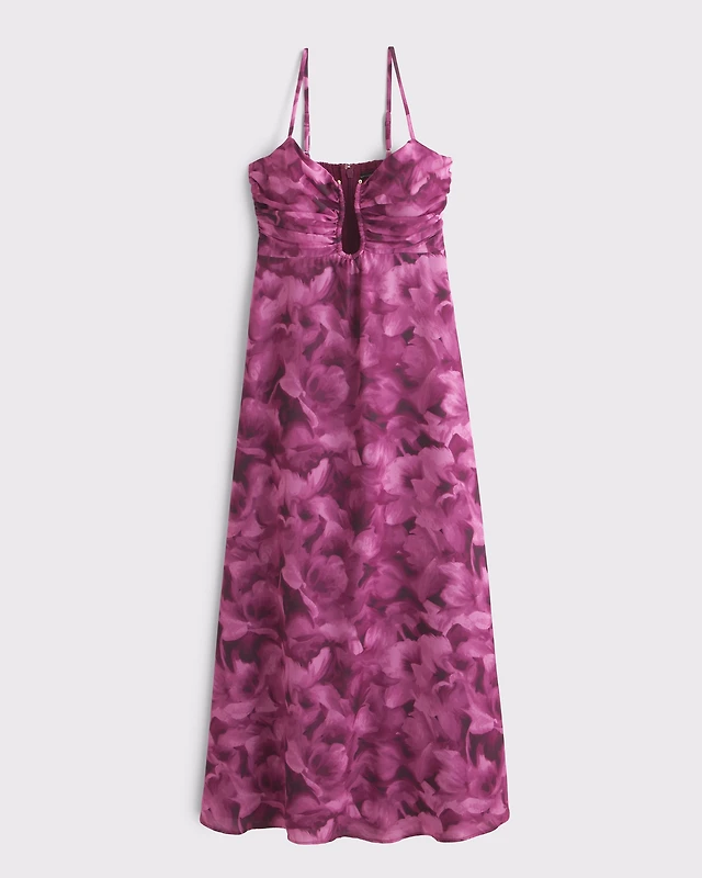 chinese dress ladies Omarosa Hardware Detail Cut-Out Halterneck Maxi Dress in Black