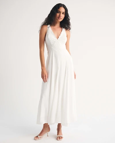 Bra-Free Lace-Trim Flowy Maxi Dress