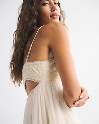 Embroidered Babydoll Mini Dress