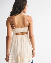 Embroidered Babydoll Mini Dress