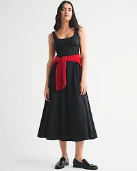 Bra-Free Scoopneck Dipped-Waist Midi Dress