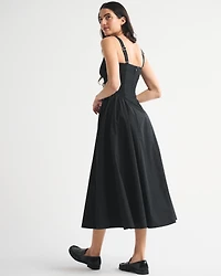 Bra-Free Scoopneck Dipped-Waist Midi Dress